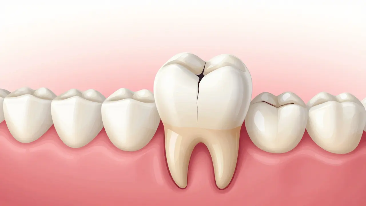 Zub po vyvrtání pokrytý keramickou korunkou
