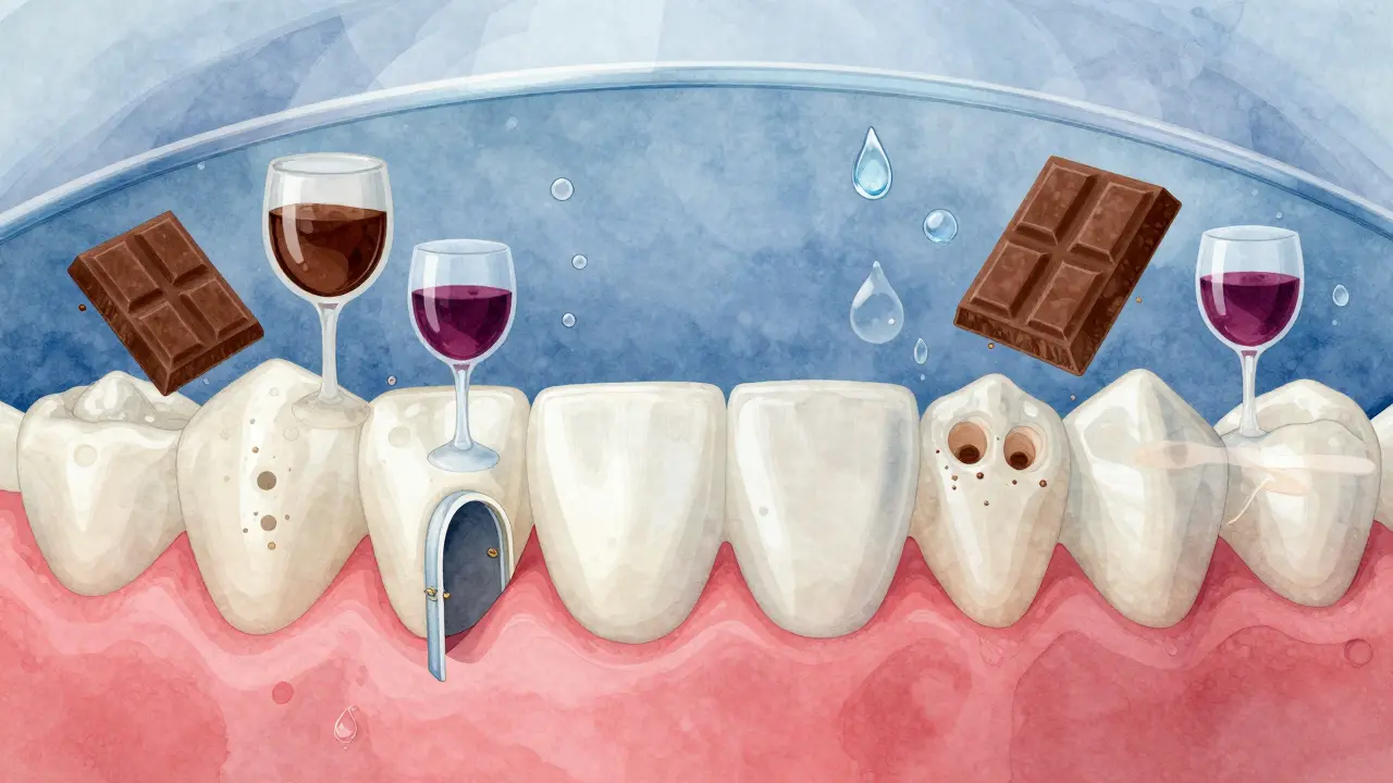 Zuby s otevřenými mikropóry, které odolávají vstřebávání tmavých pigmentů z kávy a vína.