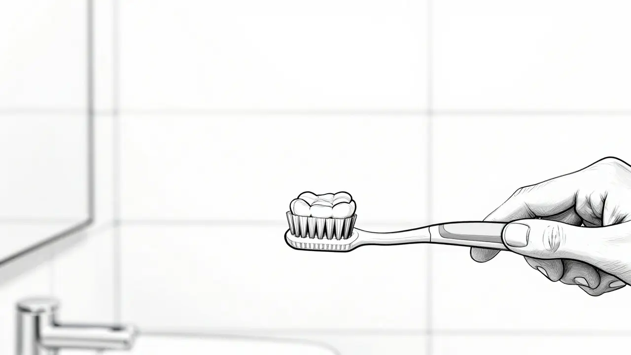 Čištění zubů fluoridovou pastou