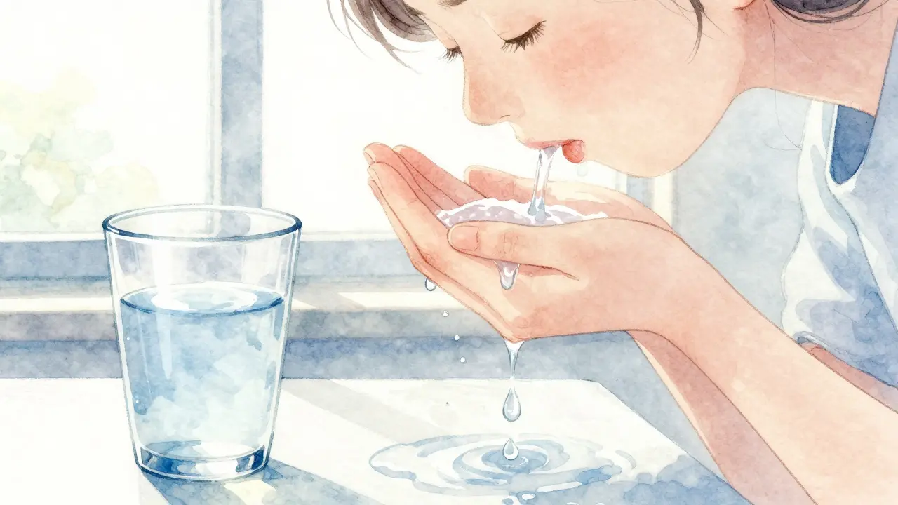 Osoba používá solný výplach