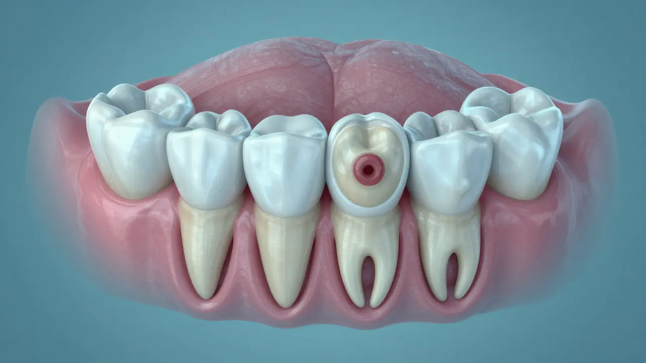 Anatomický pohled na vývoj zubů v čelisti pod dásněmi