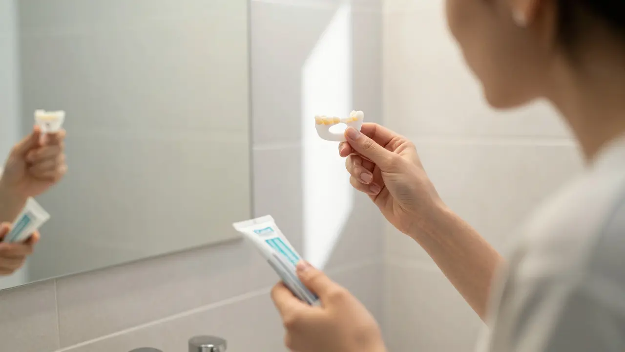 Pacient s usměvavým úsměvem po výměně korunky.