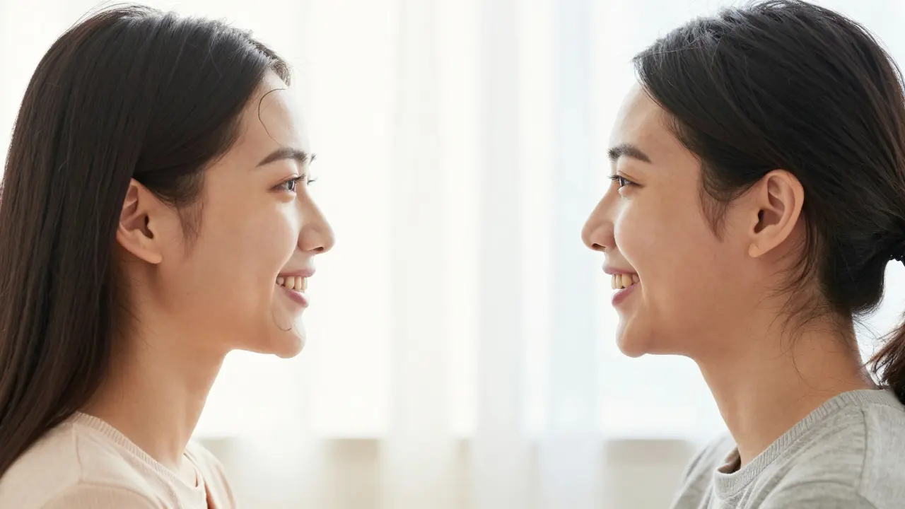 Profil člověka s vyváženou strukturou čelistí a spokojeným výrazem