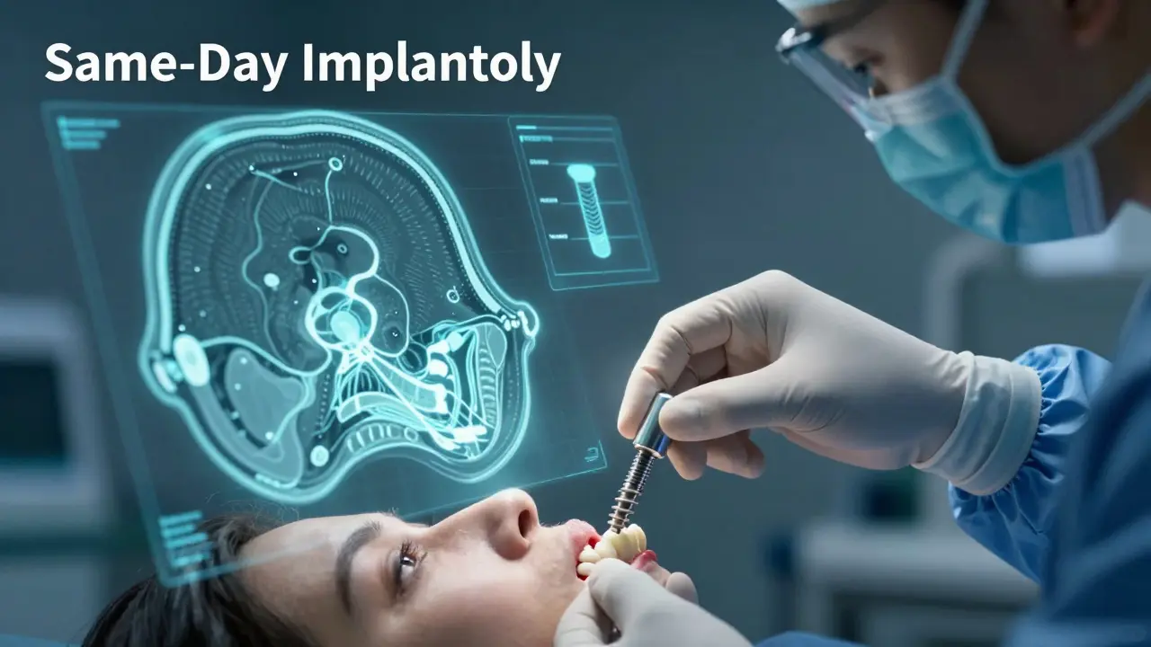 Chirurg používá kybernetickou navigaci pro přesné umístění implantátu.