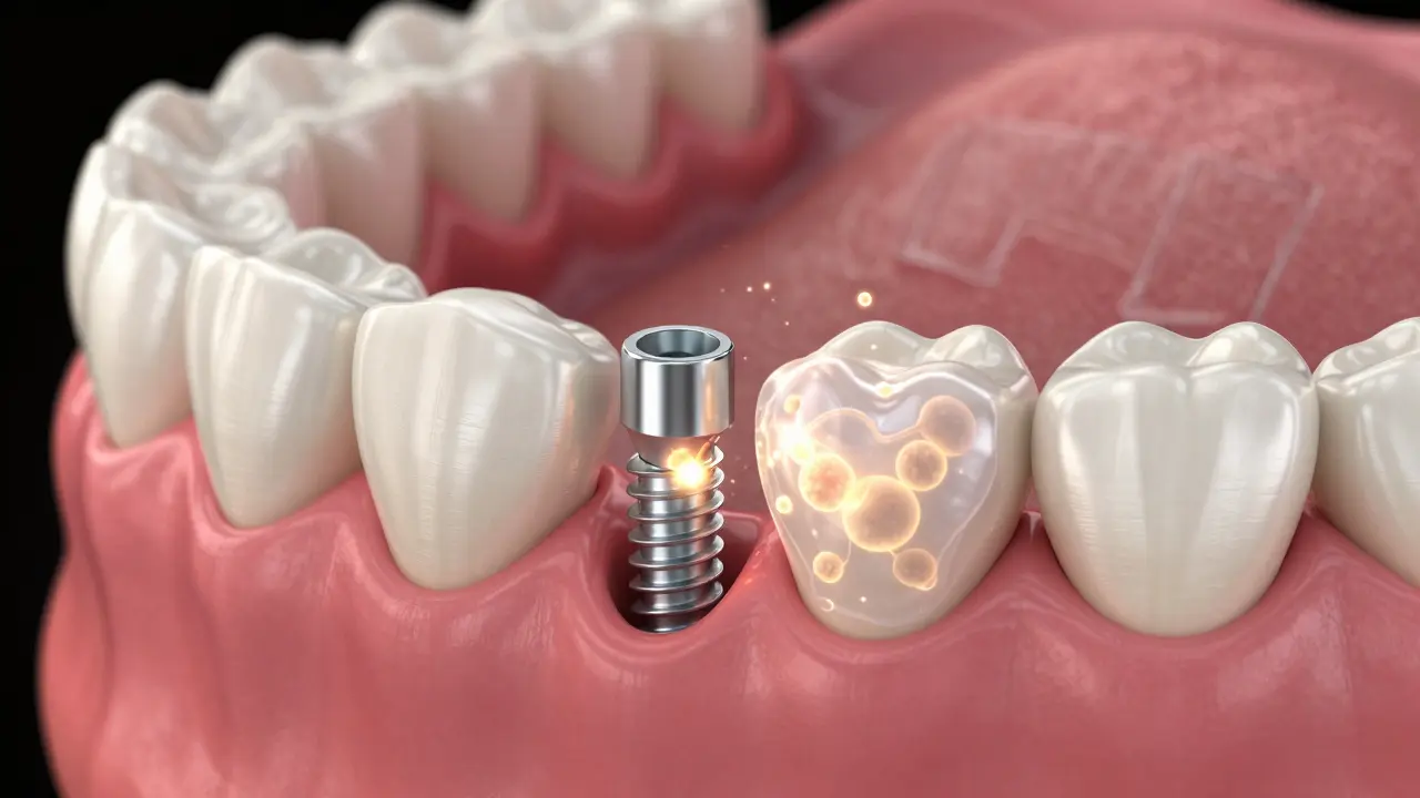 Vizualizace hojení kosti kolem zubního implantátu
