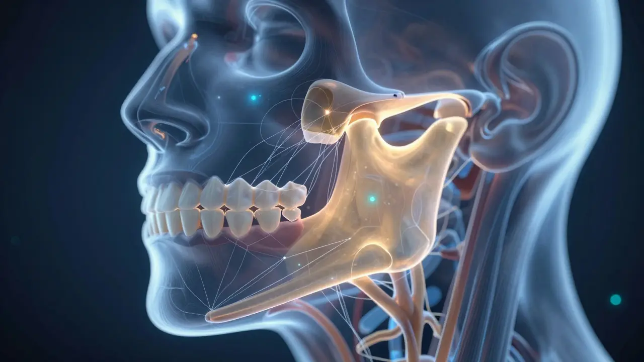Anatomická vizualizace čelistního kloubu a žvýkacích svalů