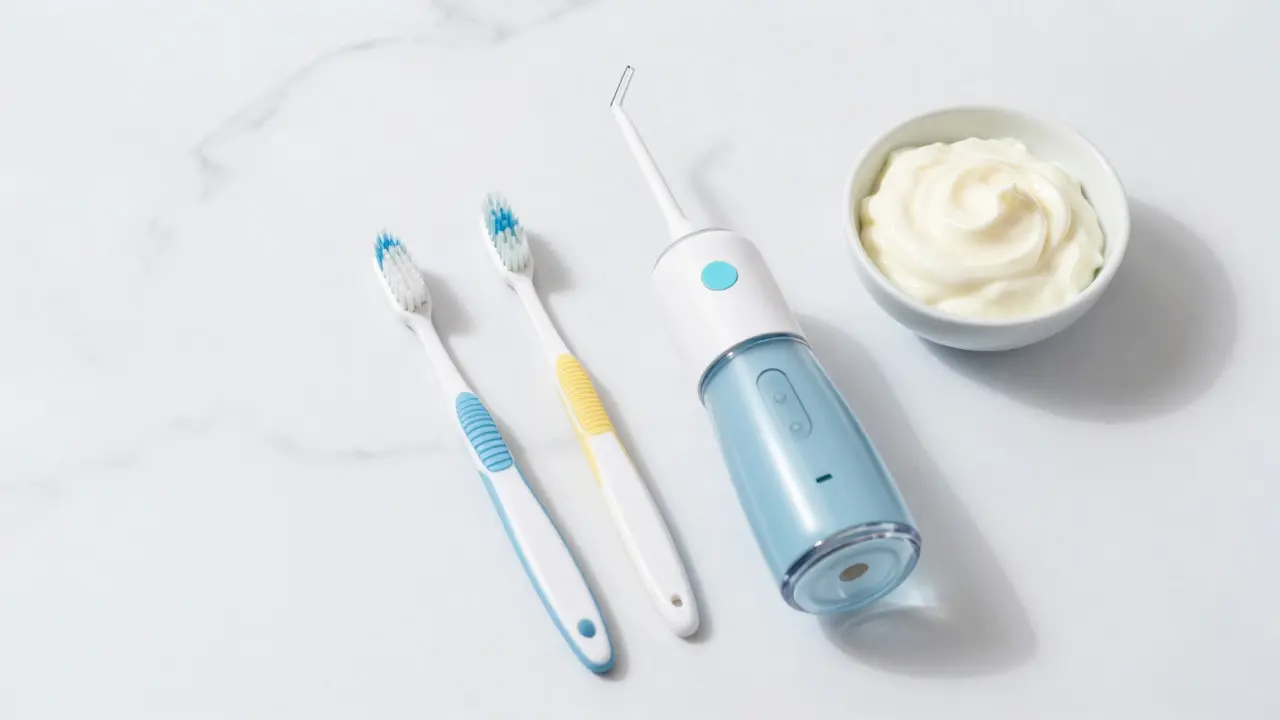 Jemné hygienické pomůcky a měkké jídlo pro péči o zuby
